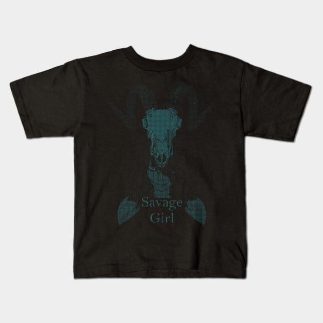 ASCii Savage Girl w/ text (Blue) Kids T-Shirt by McNerdic